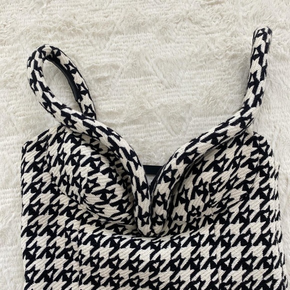 AREA NYC houndstooth tweed wool piping bustier mini dress NWT - Picture 5 of 5